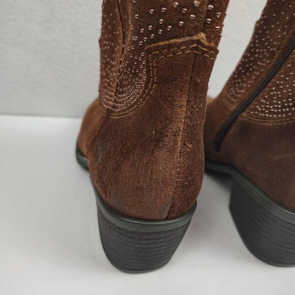 B.O.C. Born Ambrosia Western Suede Boots sz 6 Ankle Zip Studded Cowgirl Booties - Picture 12 of 15